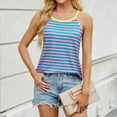 thumbnail image 4 of Women's Sleeveless Striped Tank Top Summer Fashion Color Block Shoulder Casual Comfortable Breathable Stretch Fit Tee, 4 of 8