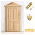 thumbnail image 2 of 1:12 Dollhouse Miniature Wood Door with , Doll House Door Hardware Miniature Furnishings Wood Color, 2 of 7