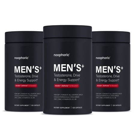 Noophoric Testosterone Booster for Men with KSM-66® Ashwagandha, Tongkat Ali & Boron, 360 Capsules (3 pack)