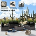 thumbnail image 4 of 2 Sets of 6-Piece PE Rattan Patio Furniture Set, Waterproof Wicker Sectional Sofa with Coffee Table & Cushions, Outdoor Conversation Set for Garden/Poolside,black, 4 of 8