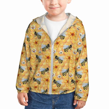 

Goofa Bee Wasp Printed Kids Zip-Up Hoodie Girls Boys UPF50+ Sun Protection Jacket Hooded Cooling Shirt-2 Years