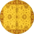 thumbnail image 1 of Ahgly Company Machine Washable Indoor Round Abstract Yellow Modern Area Rugs, 5' Round, 1 of 4