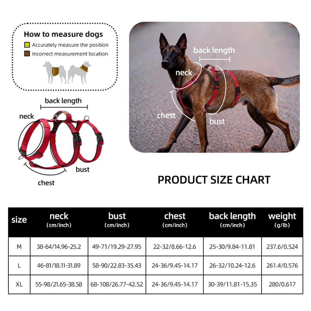 Escape Proof Dog Harness, No Pull Harness with Lift Handle, Adjustable Pet Vest with Front and Back Leash Clips for Medium Large Dogs Walking Hiking Training