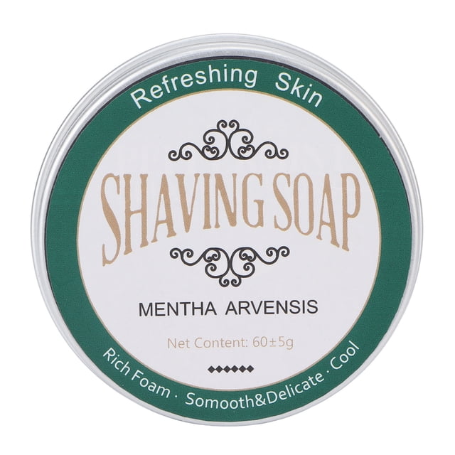 Savon à Raser, Pastille de Savon à Raser Parfum Menthe Longue Tenue pour Tous les Types de Peau pour Hommes