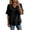 Black-80514aa, variant on Frayed Trim Linen Shirt Women Raw Edge V Neck Short Sleeve Womens Tunic Tops Summer Vacation Boho White Women Shirts