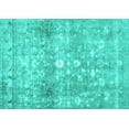 thumbnail image 1 of Ahgly Company Indoor Rectangle Abstract Turquoise Blue Contemporary Area Rugs, 2' x 5', 1 of 4
