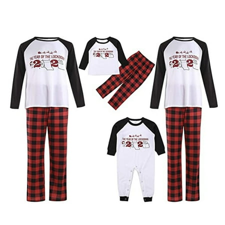 

Canrulo Matching Family Christmas Pajamas Sets Long Sleeve T-Shirt and Long Pants PJS Family Set Sleepwear for Kids Men Women