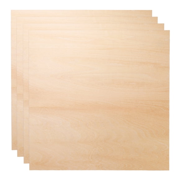 Uxcell 4pcs 2mm Basswood Plywood Sheets 16" x 16" x 3/32" Thin Unfinished Plywood Boards Craft Wood Sheet for Laser CNC Cutting Wood Engraving Burning Drawing Architecture DIY Projects