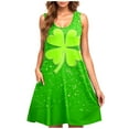thumbnail image 2 of Kmdttou Women Summer Casual Short Sleeve Dresses St. Patrick's Day Casual Plus-size Sleeveless Crew Neck Short Dress with Pockets (Size:S-2XL), 2 of 5