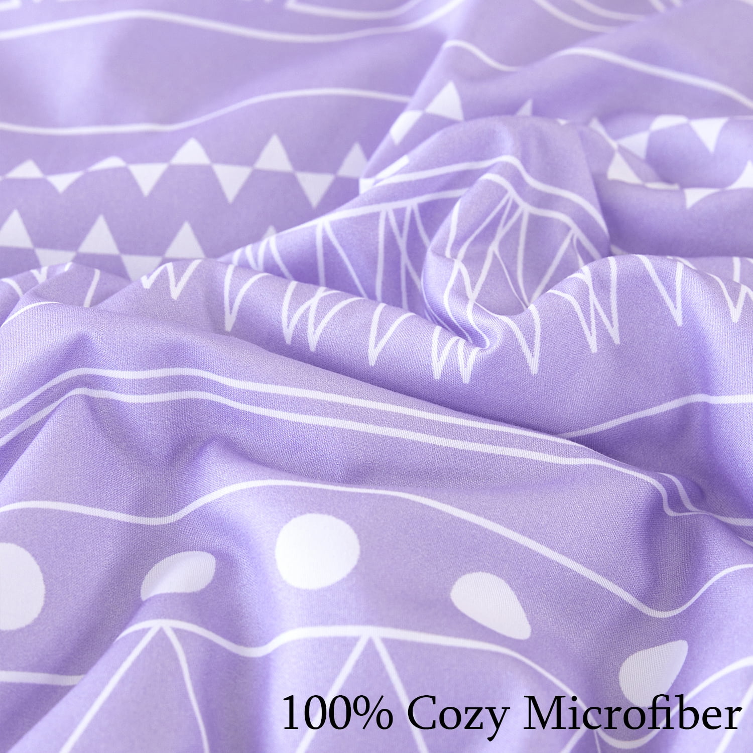 RYNGHIPY 8-Pieces Boho Bedding Set Full Lavender Striped Bed in a Bag for Girls Women Soft Fluffy Purple Comforter Set with Sheet for All Season, Full