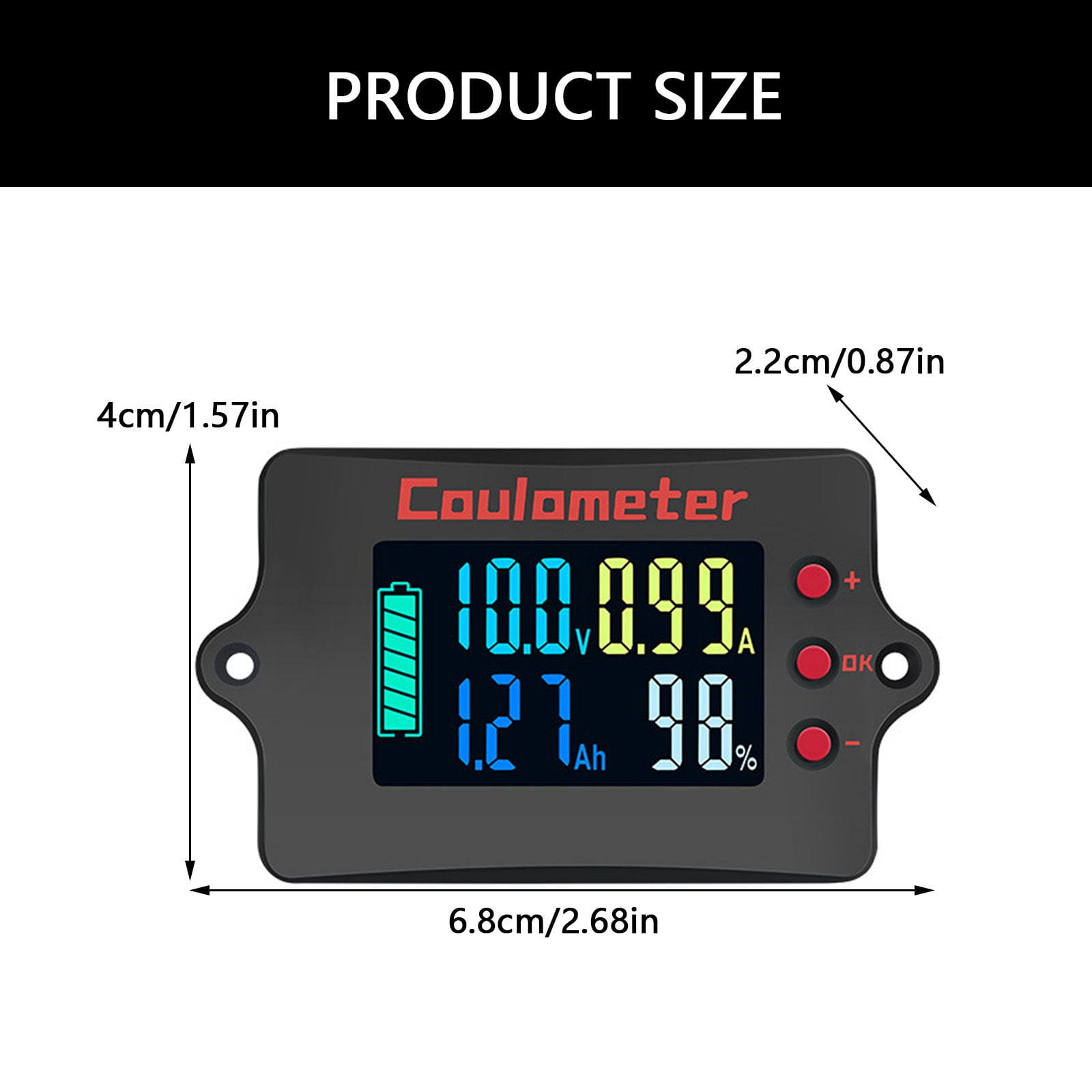 Coulomb Counter Meter Battery Monitors Battery Capacity Tester Indicators Coulometer Digital Voltmeter Ammeter