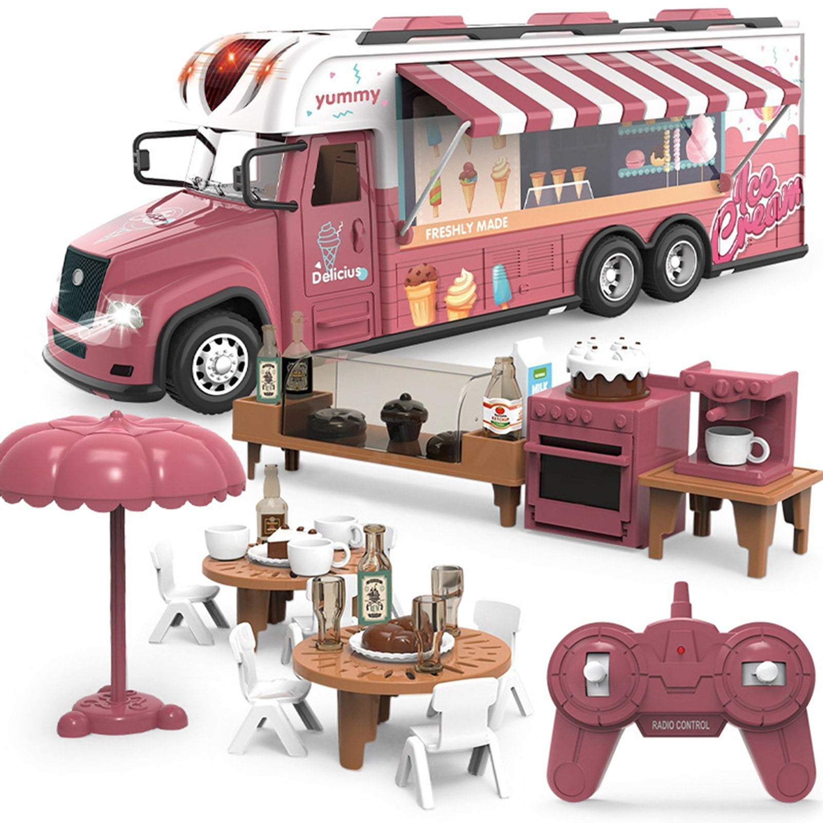 2.4Ghz Remote Control Car with Music Lights and Mini Camping Furniture Electric Simulation RV Model Toy Walmart
