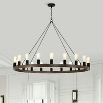 The Lighting Store Eva 20-light Antique Black and Faux Wood Metal Round Chandelier - Antique Black