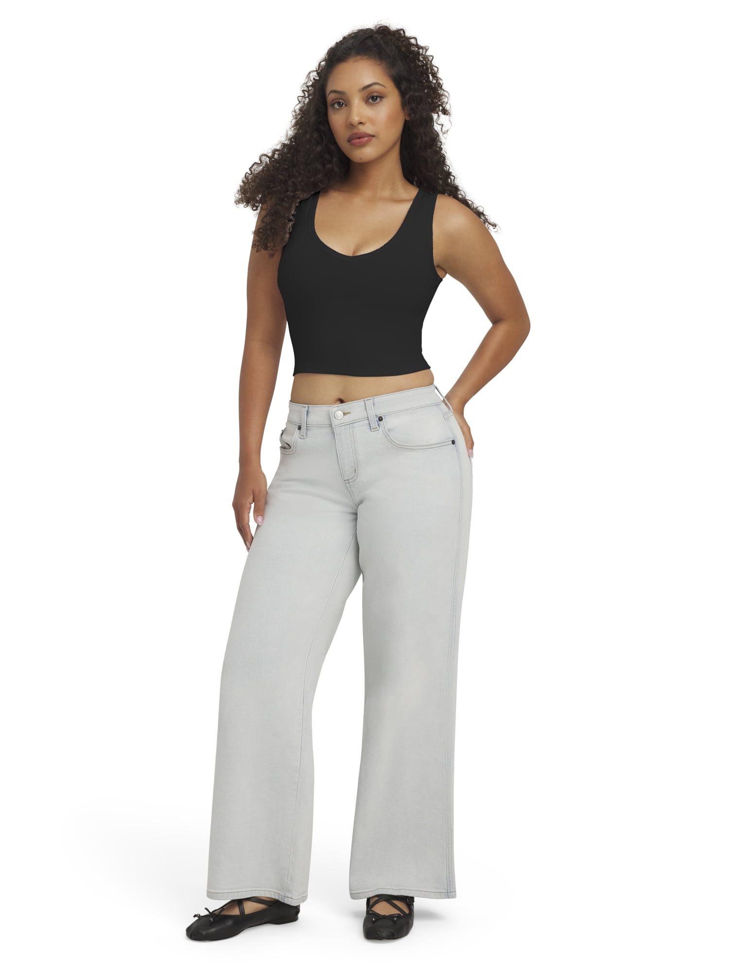 Mills by Millie Bobby Brown Women's Sleeveless Rib Deep V-Neck Tank Top, Sizes XXS-XXL