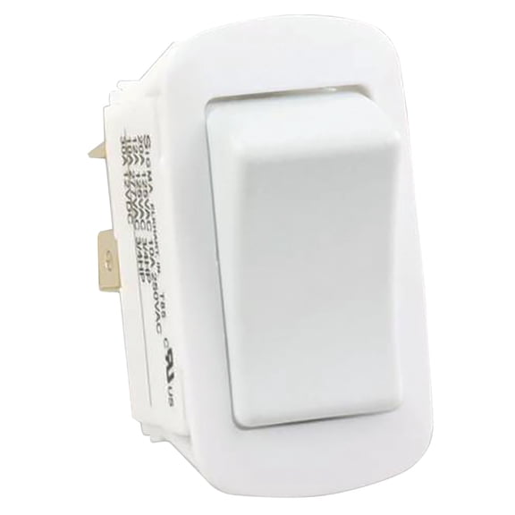 JR Products 14015 Water-Resistant SPST On/Off Switch - White