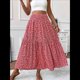 thumbnail image 4 of Falda Midi de Cintura Alta Elástica para Mujer, Informal, de Verano, , con Volantes, Estampado Floral, Corte A. Cártamo XL, 4 of 8
