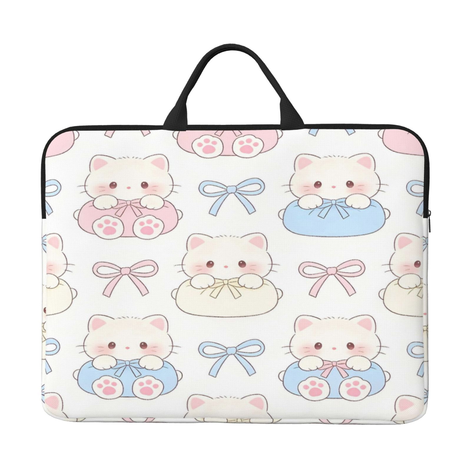 Laptop Sleeve Bag For Women Men 14inch Waterproof Durable Protective Computer Carrying Cover Handle Laptop Case Bag Bow And Cat