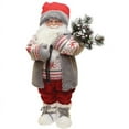 thumbnail image 2 of Northlight 25" Gray and Red Santa in Winter Vest with Sack of Pine Christmas Figure Decoration, 2 of 2