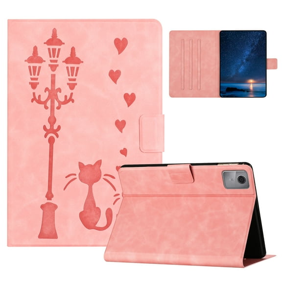 Allytechgroup Case for Lenovo Tab M11/Tab K11 LTE 11" 2024 TB330FU, Flip PU Leather Tablet Case with Credit Card Slot Kickstand Auto Sleep/Wake Full Body Protective for Women Men, Pink