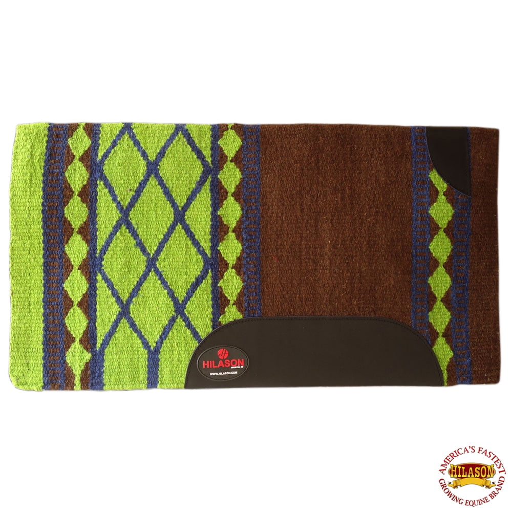 Horse Western Saddle Blanket New Zealand Wool Brown Lime Green Hilason