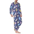 thumbnail image 2 of KLL Cartoon Rabbit Sleepwear Mens Flannel Pajamas,Long Cotton Pj Set, 2 of 7