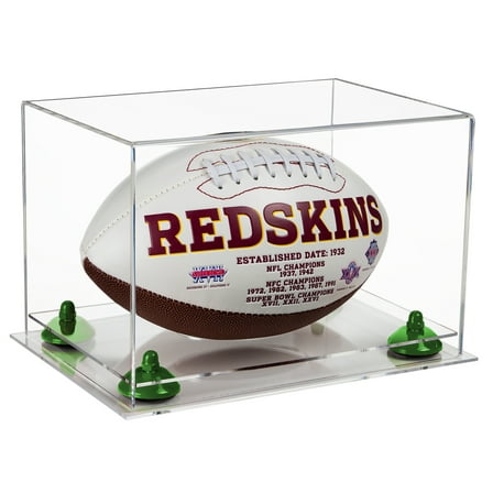 Clear Acrylic Football Display Case with Green Risers and Clear Base (A004-GRR)