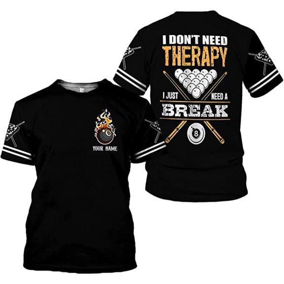 Personalized Billiard Shirts 3D Billiard Shirt Custom Billiard Flag Shirt Men's Pool Billiards Shirt 8 Ball Men Women (S)