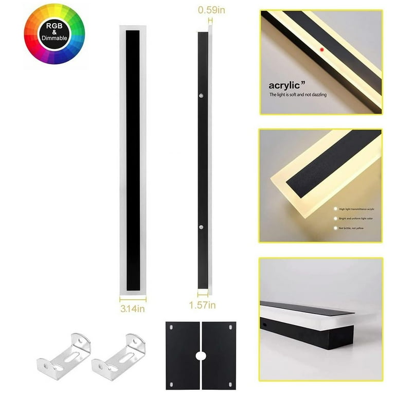Zihoi Outdoor RGB Wandlampen, 2 Pack RGB/Warm/Wit Dimbare Moderne Geleide Wandlampen, Lange Wandlampen met Afstandsbediening en APP Controle voor Outdoor/Indoor Party Gathering 180 cm