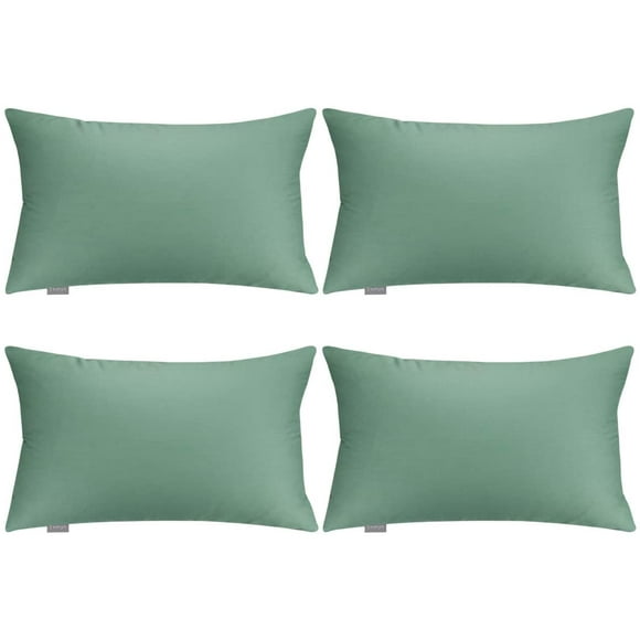 4-Pack Cotton Comfortable Solid Decorative Throw Pillow Case Square Cushion Cover Pillowcase (Cover Only,No Insert) (12x20inch/30x50cm, Mist Green)