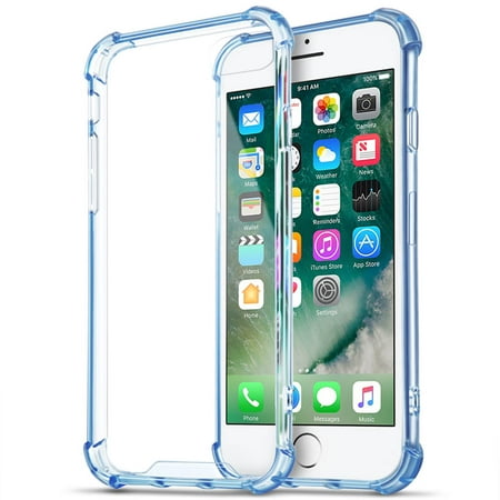 - iPhone 7 Plus Case (Blue) - Crystal Clear Soft TPU Protective Rugged Protection Anti-Slip Grip Shockproof Corner Bumper Scratch Resistant Back Raised Bezels Slim Fit Cover For Apple iPhone 7 Plus 2016