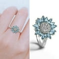 thumbnail image 5 of Soumake Women Ring Bridal Shiny Cubic Zirconia Inlaid Sparkling Geometry Decoration White Aquamarine Sunflower Shape Wedding Engagement Ring Jewelry for Girlfriend, 5 of 7