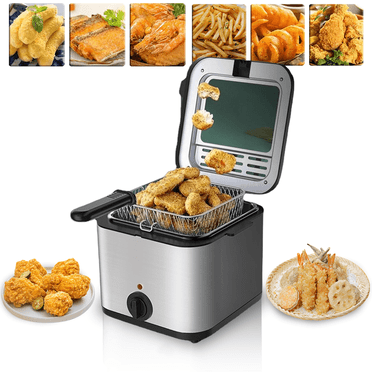 Puseky Electric Deep Fryer, 2.5 L Oil Capacity, Cool Touch Sides Easy To Clean, Deep Fryer with Basket for Home Use, Nonstick Basket