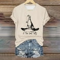 thumbnail image 2 of HCURIBAD T Shirts for Women, Graphic Tees Women's Halloween Print Crew Neck T-Shirt, Funny T-shirts, Womens Casual Tops, Sale Beige L, 2 of 4