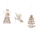 thumbnail image 2 of Kurt Adler 3-Inch Spun Glass Angel, Tree and Bird Ornaments 3-Piece Set, 2 of 5