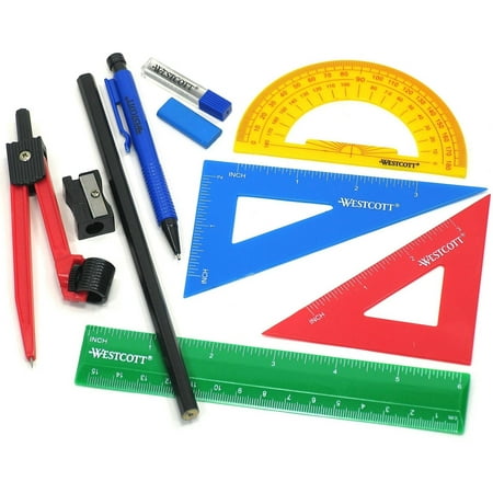 Westcott 10-Piece Math Tool Kit , 0.3 lbs., Math and Counting, Multicolor, 1-Count