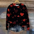 thumbnail image 5 of successthop Valentine Sweatshirts for Women Red Heart Fleece Oversized Crewneck No Hood Jumper Long Sleeve Pullover Tops, 5 of 5