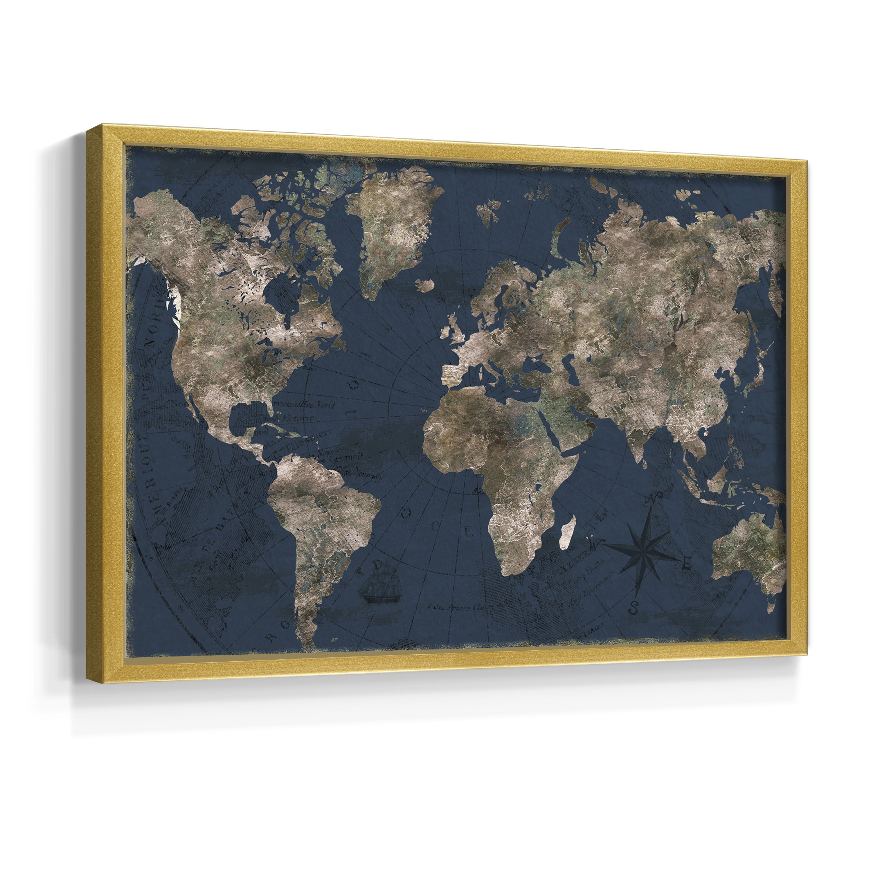Navy Atlas by CAD Designs - Restickable Framed Giclée Print