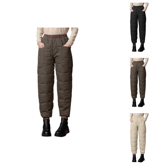 Winter Thermal Pants Casual Wide Leg Trousers With Drawstring Windproof Lined Outdoor Commute Lightweight Comfort Fit