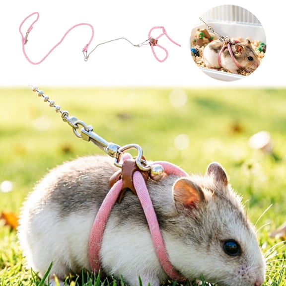 Escape Proof Small Animal Harness and Leash Set Soft Adjustable Comfort Walking Gear for Hamster Gerbil Mouse Pink