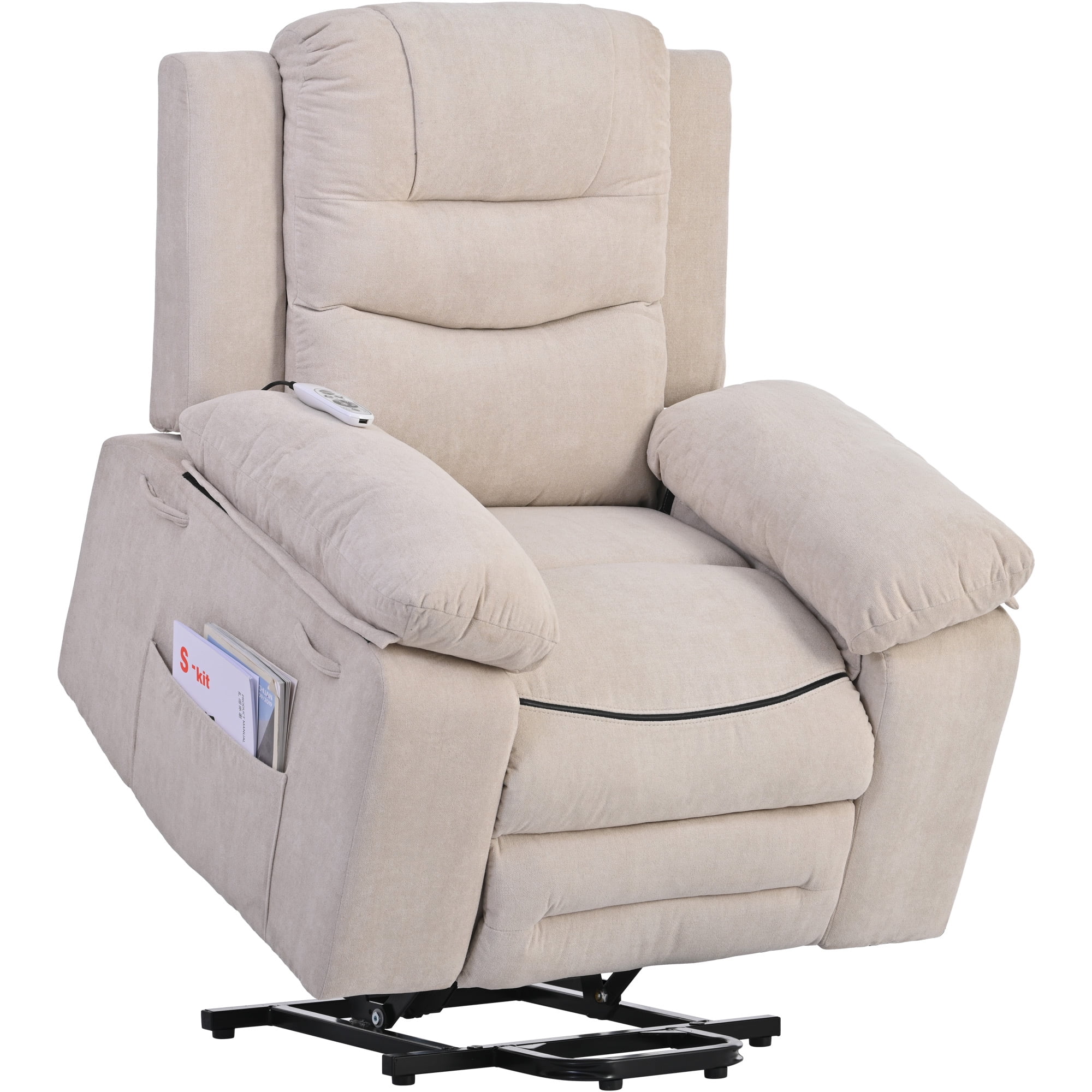 Electric Recliner Chair, Beige Fabric Power Lift Recliner with Remote