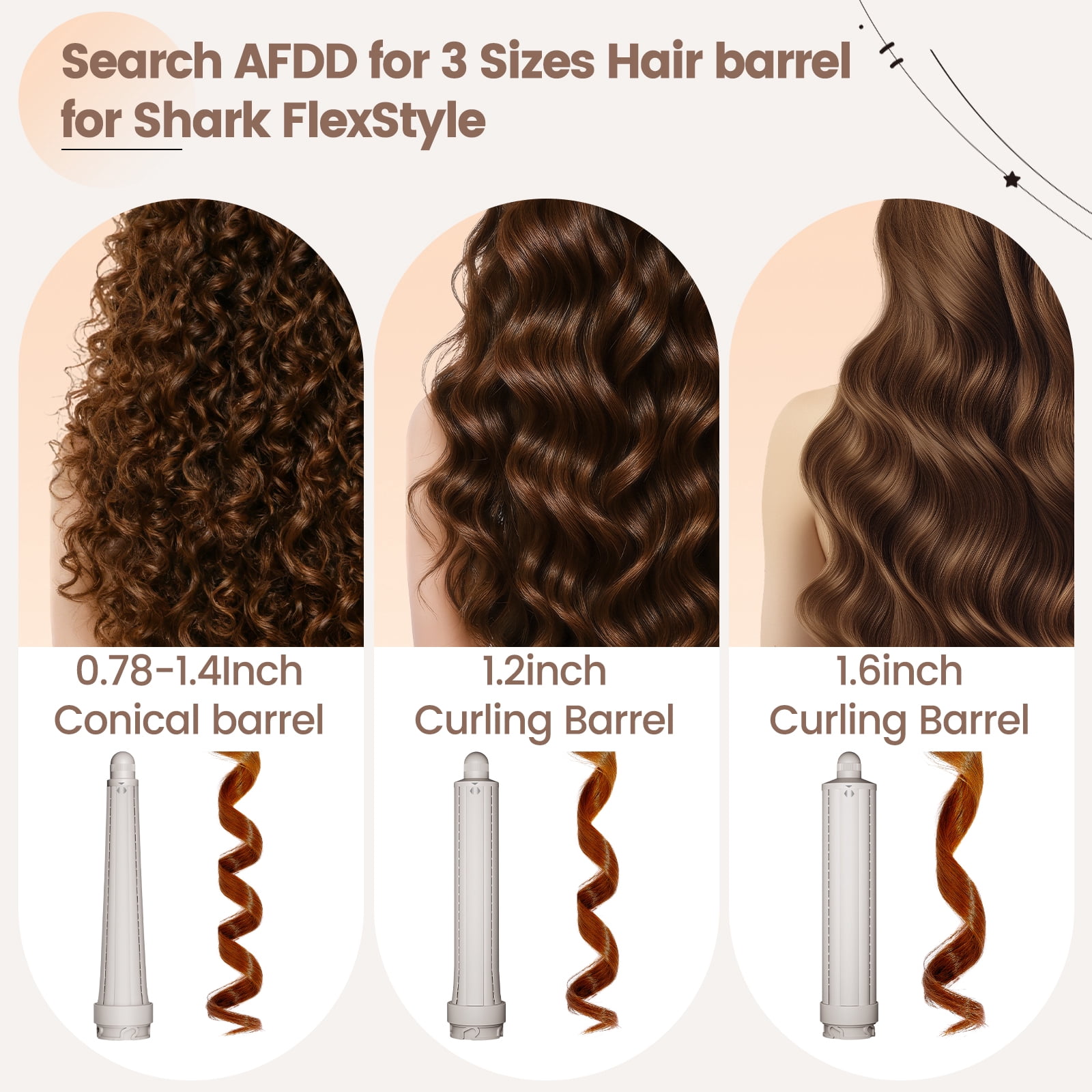 AFDD 40MM Long Hair Curling Barrel Attachment Compatible with Shark Flex Style 1.6 Inch Automatic Curling Attachment
