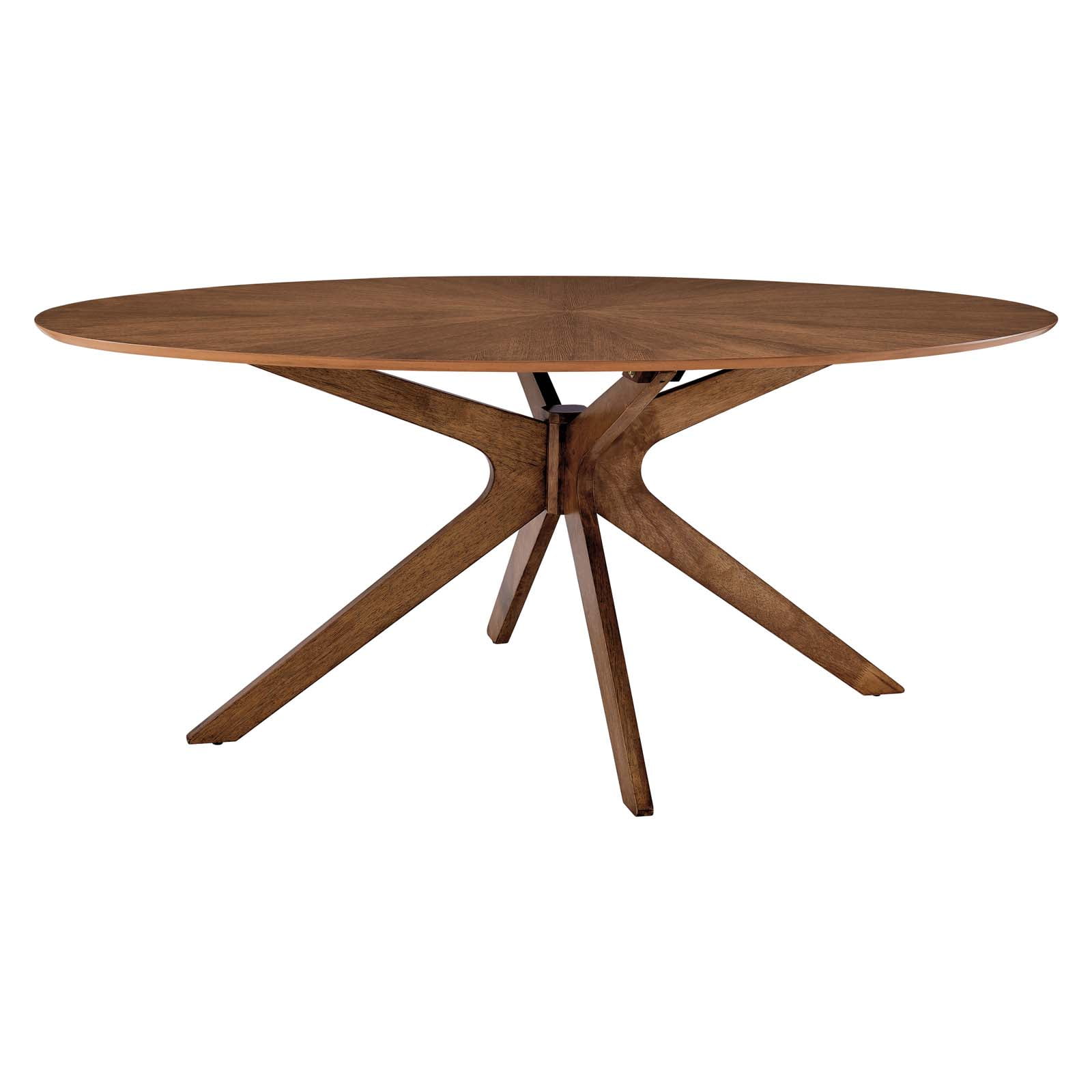 Modway Crossroads 71" Oval Modern Wood Dining Table in Walnut