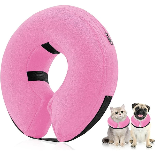GHSDFBB Dog Cone Collar,Protective Inflatable Collar for Dog&Cat,Pet Recovery Collar Blow up,Cat Cone Collar Alternative After Surgery for Small Medium Large Dog (Pink, Large(Neck Size:15"-20"))