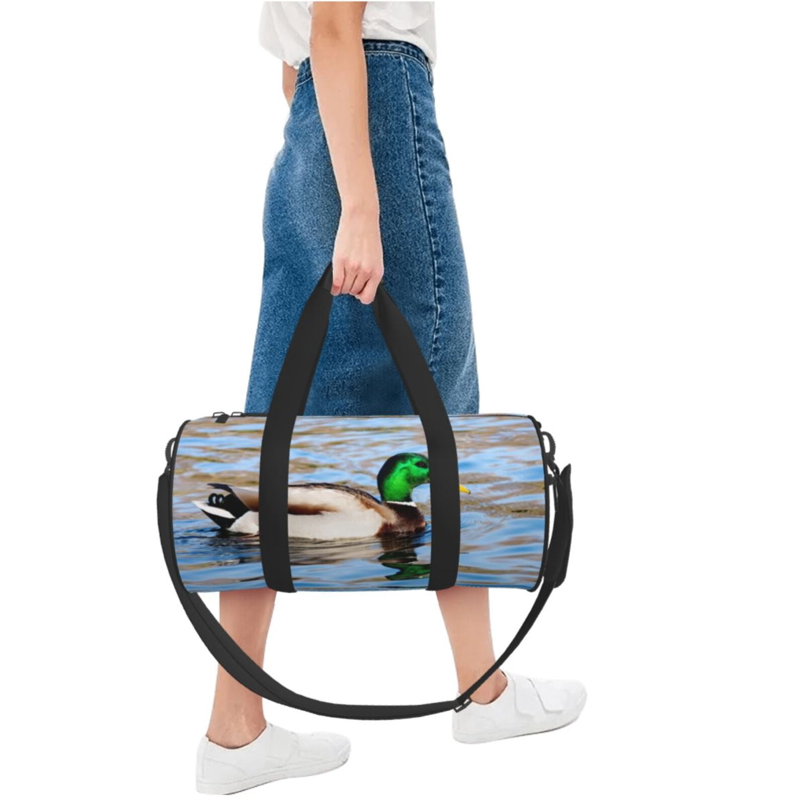 Vsdgher Mallard Duck Swimming In A River 45L Foldable Duffel Bag, Sports Gym Bag,Overnight Bag, Portable Weekender Bag for Airplanes
