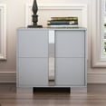 thumbnail image 2 of Elegant Nightstand with Metal Handle, Mirrored Bedside Table with 2 Drawers for Bedroom, Living Room, Easy Assembly, Grey, 2 of 6