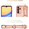 thumbnail image 4 of Samsung Galaxy A25 5G Case with Wrist Strap,Luxury Cute Plating Edge Love Hearts Pattern for Girls Women, Finger Holder Kickstand Soft Shockproof Phone Case for Galaxy A25 6.5",Pink, 4 of 9