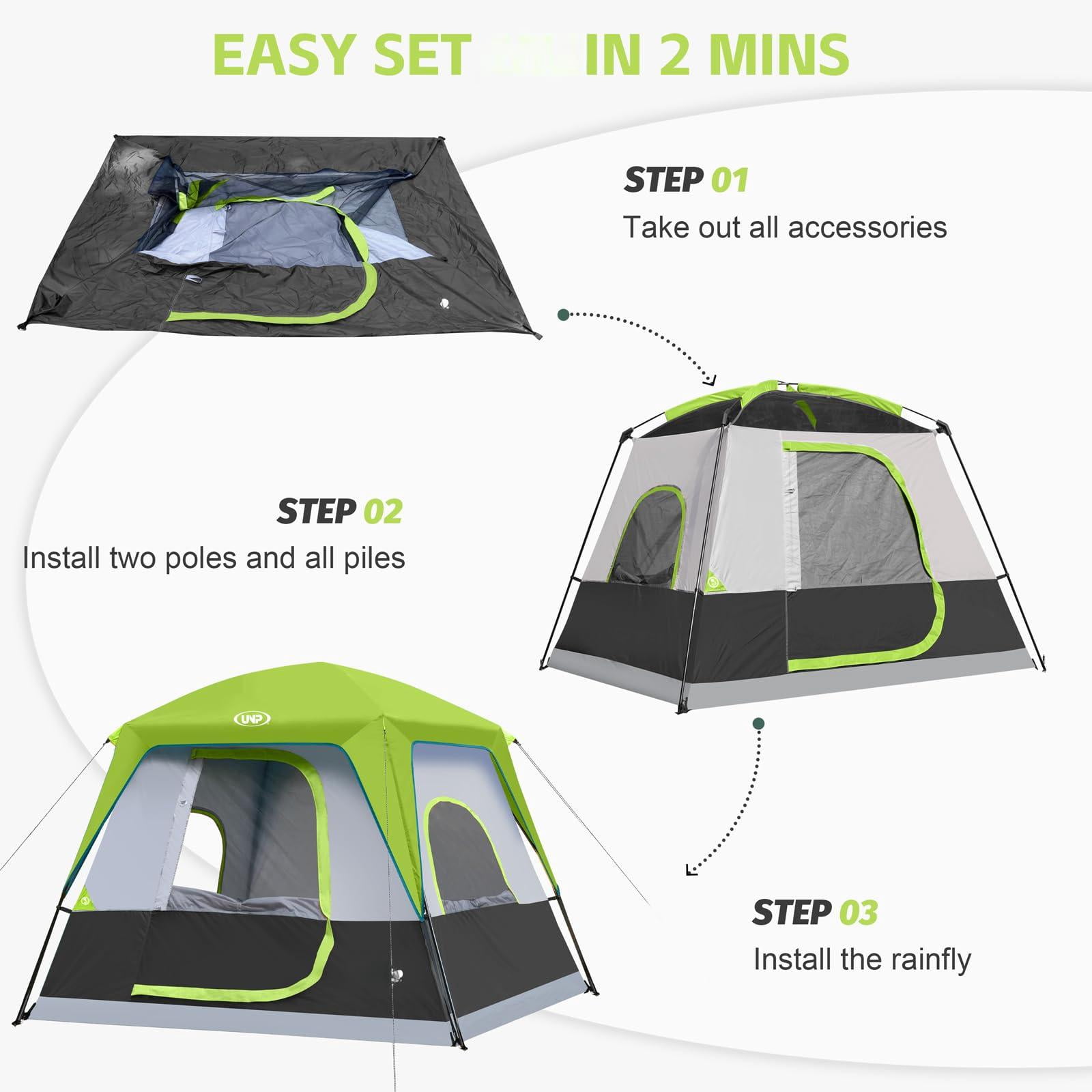 2/4/6/8 Person Tent  Portable Cabin Camping 4-person Easy Set Up Waterproof With Top Rainfly For Outdoor Camping/hiking