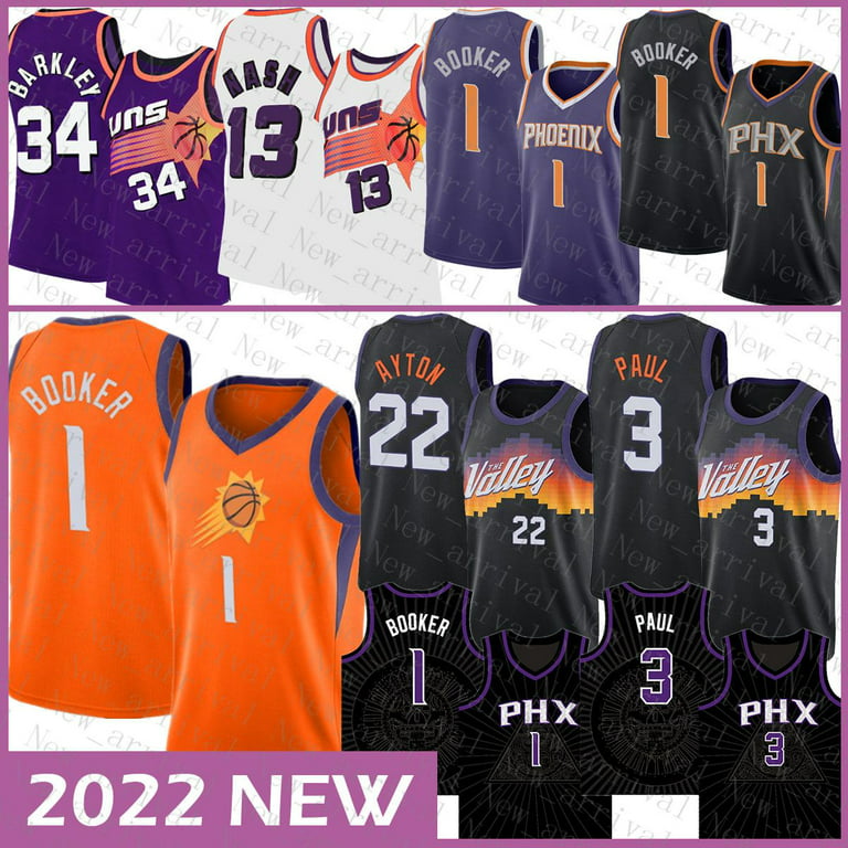 NBA_ Phoenix''Suns''Men Basketball Jersey 1 3 13 34 22 Gold Devin Booker  Chris Paul Steve Nash Charles Barkley DeAndre Ayton 663 