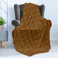 thumbnail image 4 of Tribal Soft Flannel Fleece Throw Blanket, Tiger Skin with Stripes and Warm Toned Background Motifs from Culture, Cozy Plush for Indoor and Outdoor Use, 60" x 80", Orange and Black, by Ambesonne, 4 of 5