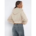 thumbnail image 4 of Women'S Fleece Zip Up Hoodies Cropped Sweatshirts Casual Jackets Trendy Y2K Apricot Color L, 4 of 6